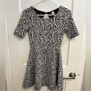 Black and White Floral Skater Dress